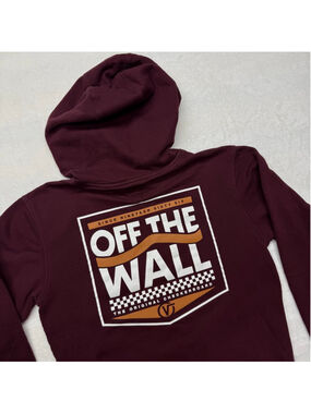 Men's Vans Off The Wall Maroon Hoodie with White Logo Small